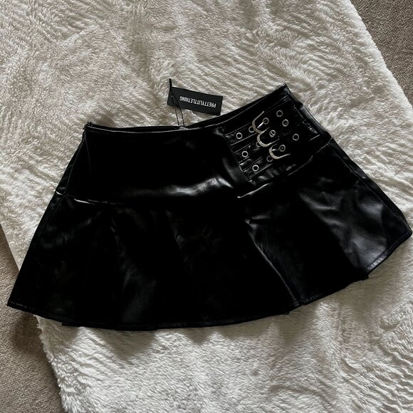 PLT Petite Black PU Micro Mini Skirt - Picture 2 of 3